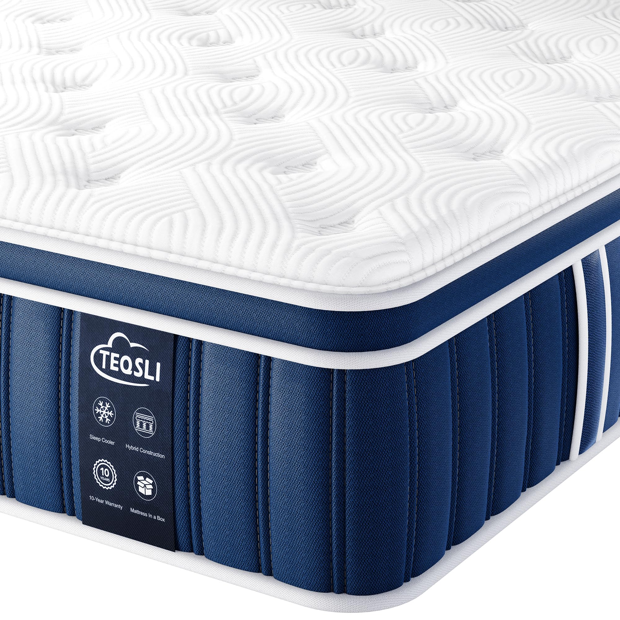 4FT6 Double Mattress, 10.6 Inch Memory Foam Sprung Hybrid Mattress 9-Zone Orthopedic for Pressure Relief & Edge Support - Medium Firm with Skin-Friendly Fabric 135x190x27cm