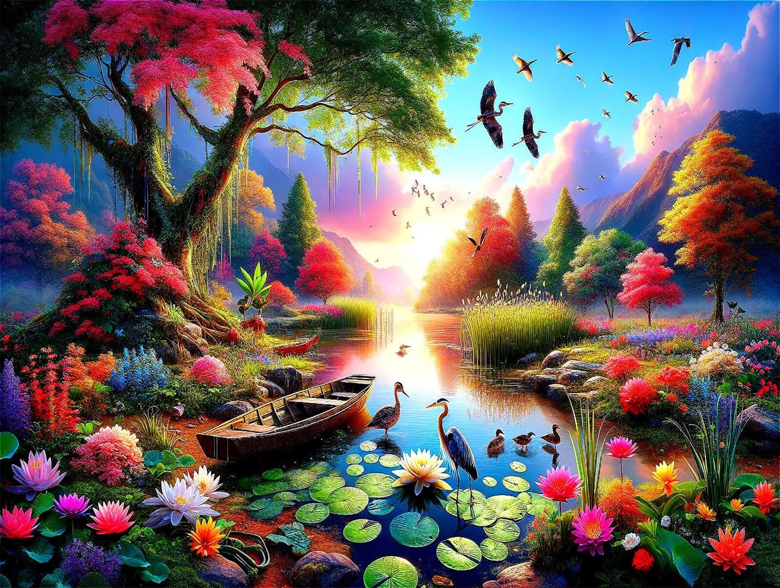Puzzle 2000 Teile,Puzzle für Erwachsene,EIN Herausforderndes Rätsel,Puzzlespiele für Die Ganze Familie,Geschenke für Wohnkultur-Puzzles,Thema: Landschaft See Boot