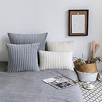 Vista 484 de UGASA - Juego de 2 fundas de almohada de terciopelo a rayas, funda decorativa para cojín con cremallera oculta para el hogar, sofá, dormitorio