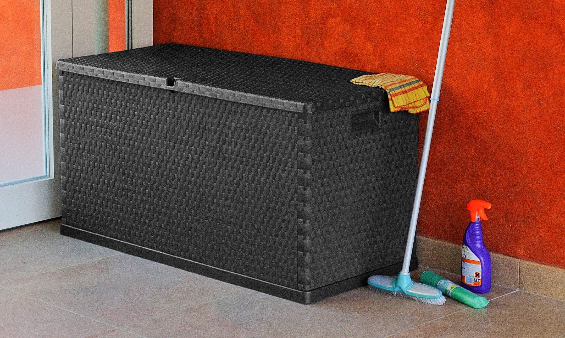 Coffre de Jardin d'extérieur avec Espace de Rangement de 420 l - Boîte de terrasse verrouillable - Taille XL - Plastique - 120 x 56 x 63 cm
