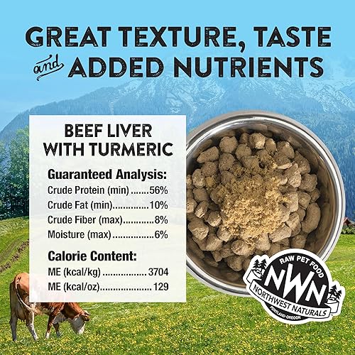 Miniatura 3 de Northwest Naturals Hígado de res liofilizado con cúrcuma  Decoración funcional para perros y gatos  Ingredientes saludables y limitados, alimentos