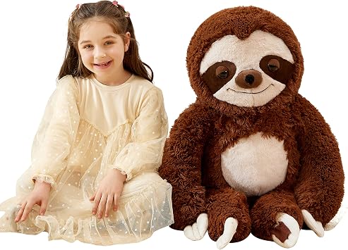 IKASA Giant Sloth Stuffed Animal Hanging Three Toed 30" Plush Toy,Large Big Jumbo Soft Toys,Huge Size Cute Fluffy Plushy Plushie,Gifts for Kids