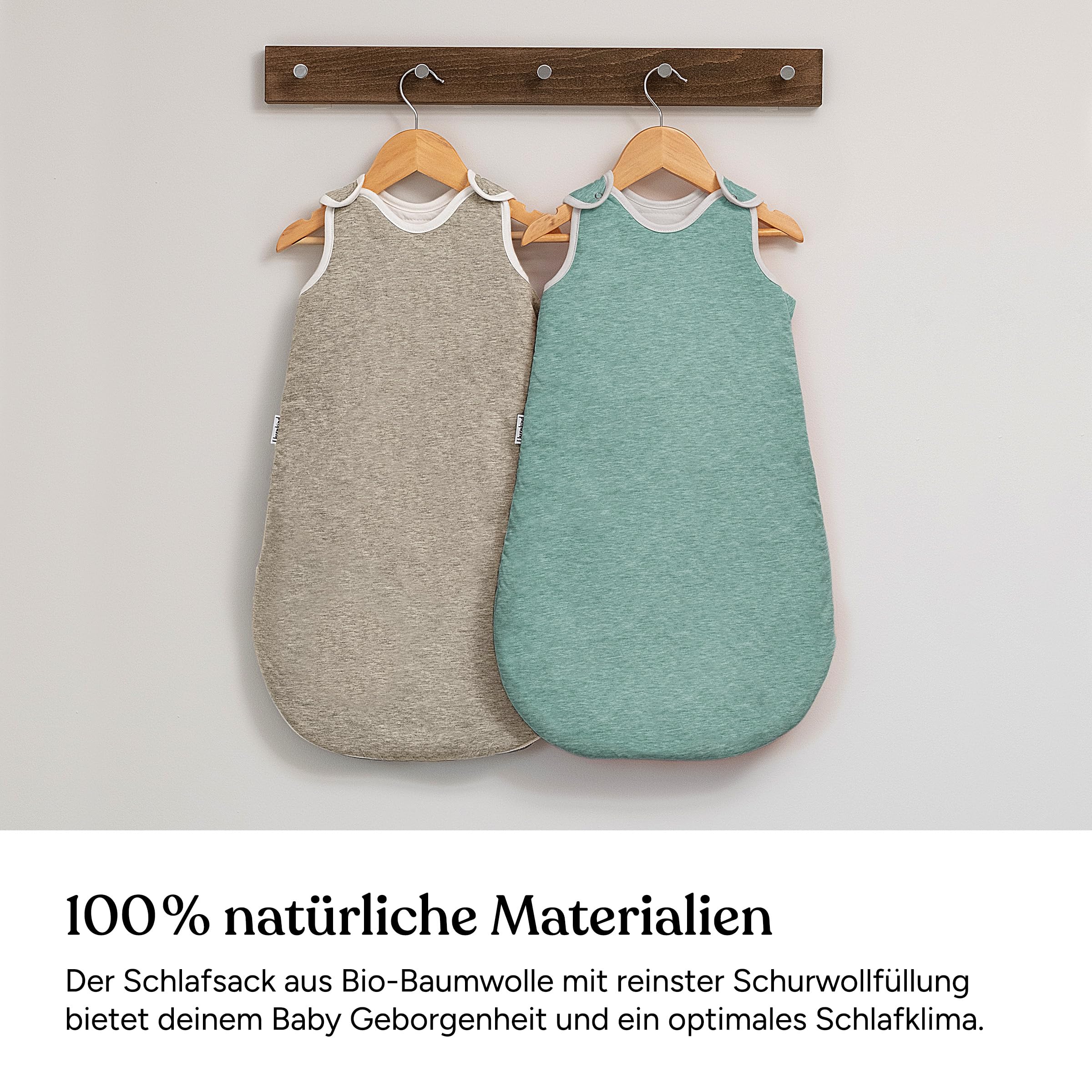 Ehrenkind® Ganzjahres-Schlafsack Rund mit Wollfüllung | 100% Bio-Baumwolle mit 100% Wolle Füllung Baby-Schlafsack | OEKO-TEX