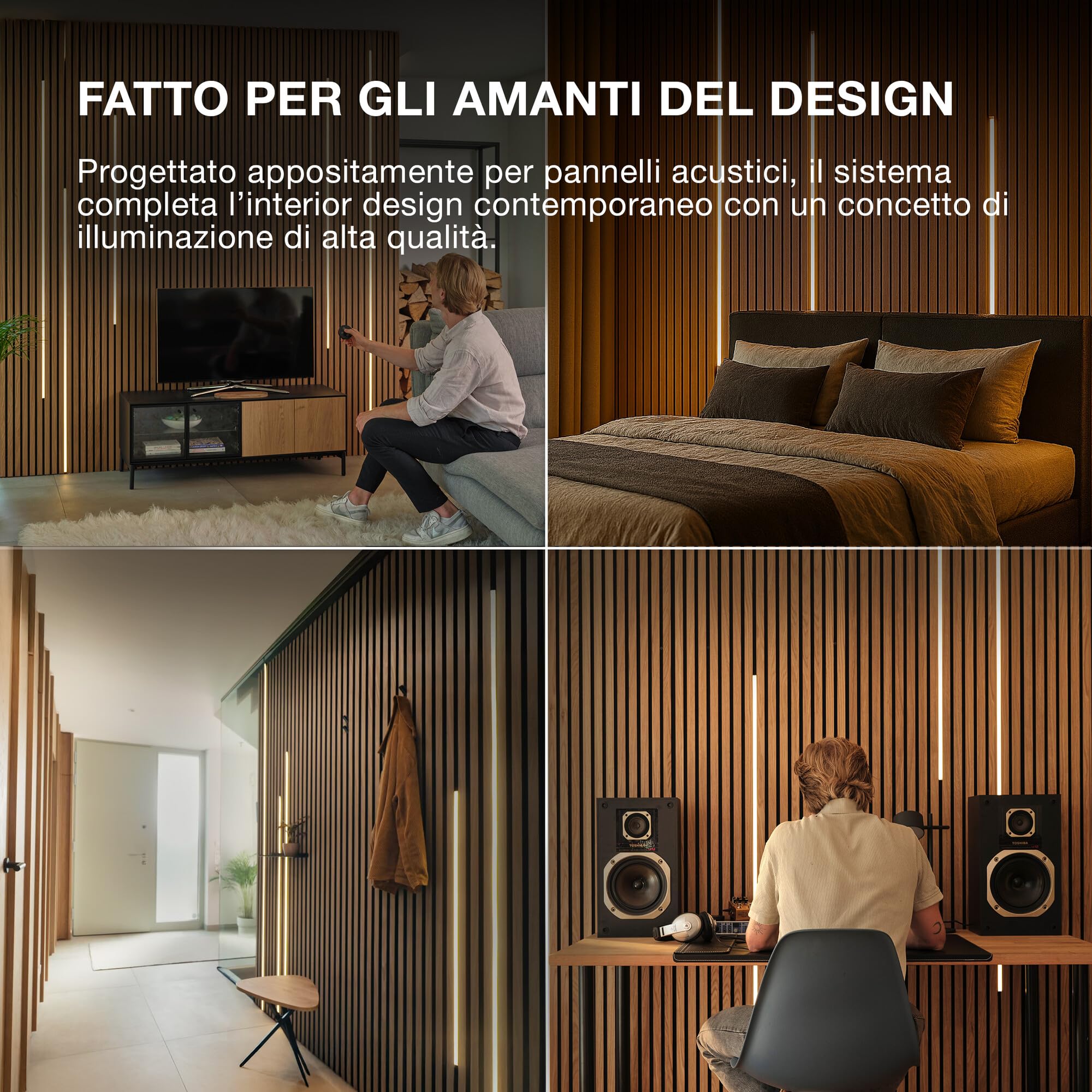 OSRAM Strisce LED Flex Acoustic Nere H13mm Set Iniziale | Flex Acoustic Black 2.6M, Indoor Wall Lighting, Nero opaco, dia, 30000 h, confezione da 1