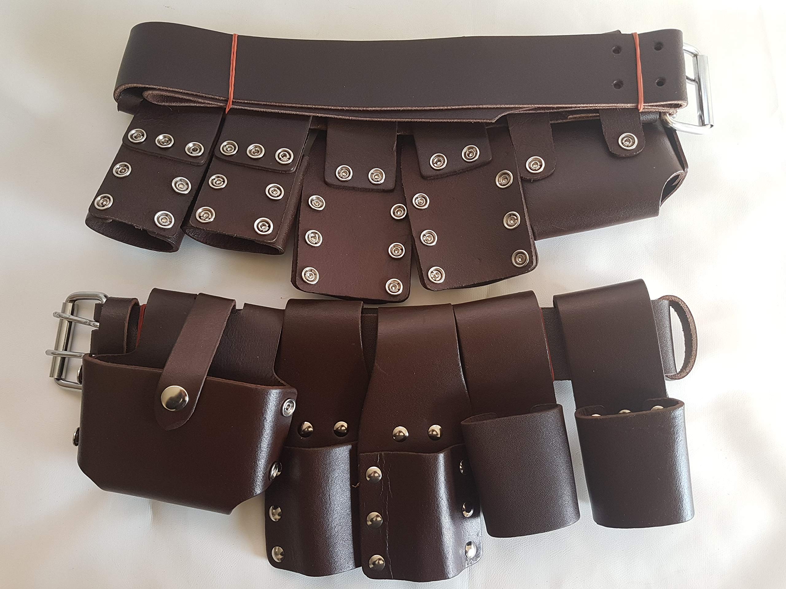 Bbi Limited Brown Original Leather Scaffolding Strong Leather Tool Set Belt Full Quality Frogs Set (Brown Original Leather)