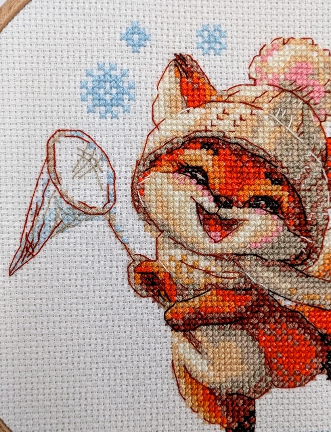 Aine - Playful Fox A1018, Counted Cross Stitch Kit, 6" x 6", for Beginners & Advanced, Embroidery Set