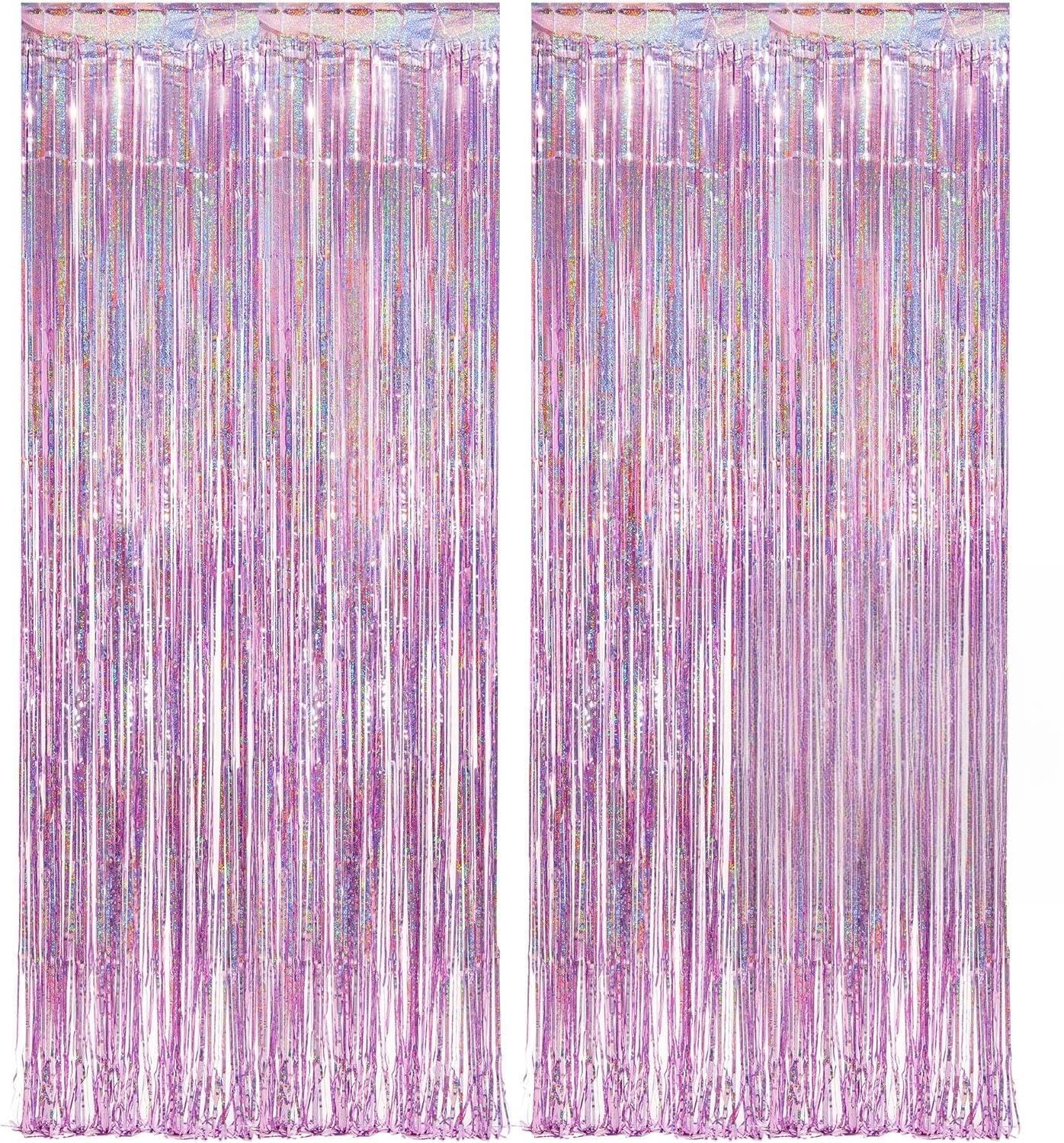 2 Pièces Rideau Brillant Métallique, Scintillants Rideaux à Franges, Rideaux à Aluminium, À la Mode et Polyvalent, Réutilisable, pour Anniversaire, Mariage Décoration, Fête, Festival