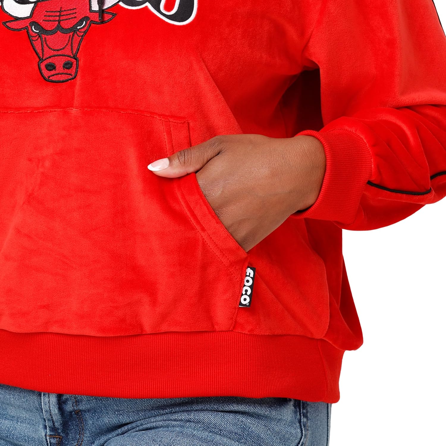 FOCO NBA womens Nba Team Logo Fashion Velour Hooded Sweatshirt - Image 3