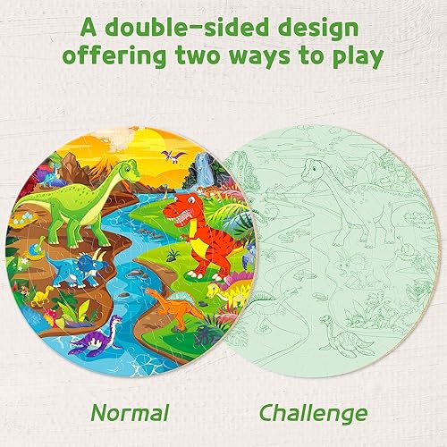 Miniatura 2 de SYNARRY Rompecabezas de suelo para niños de 4 a 6 años, rompecabezas grandes de dinosaurio de 70 piezas para niños de 2 a 4 años, rompecabezas de