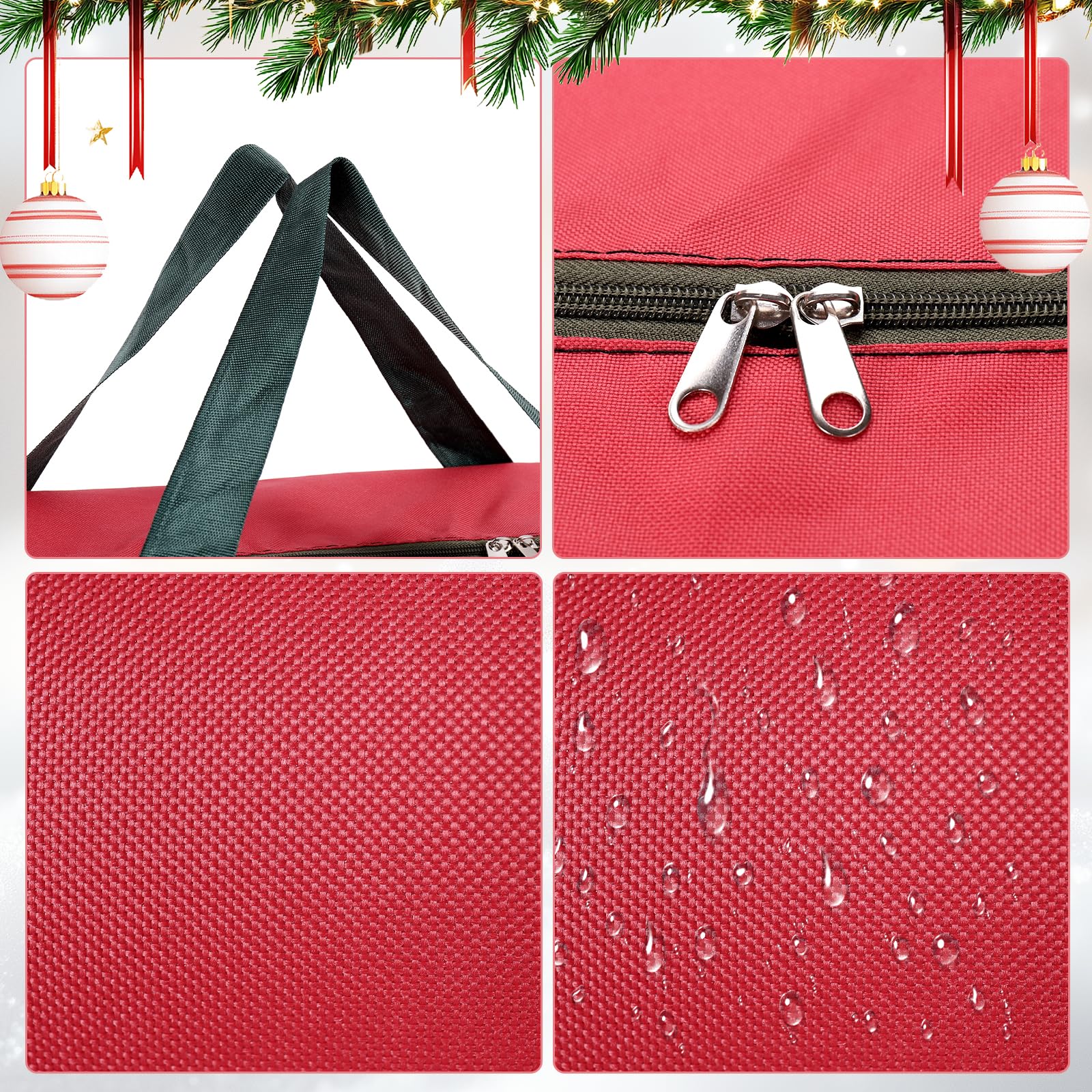 Borsa per albero di Natale - Borse per albero di Natale per famiglie 3.2 piedi - Borsa per albero impermeabile e resistente in tessuto Oxford - con manici rinforzati