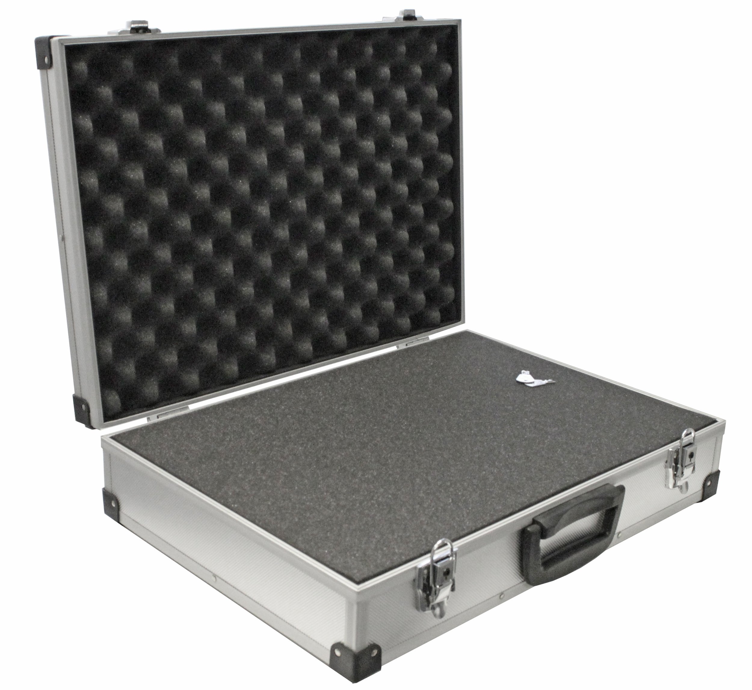 PeakTech P 7265 Alukoffer – abschließbarer Universal-Transportkoffer mit Würfelschaumstoff – tragbarer Fotokoffer – robuster Alu Koffer mit Schutz vor Regen und Staub – Groß (390 x 280 x 100 mm)
