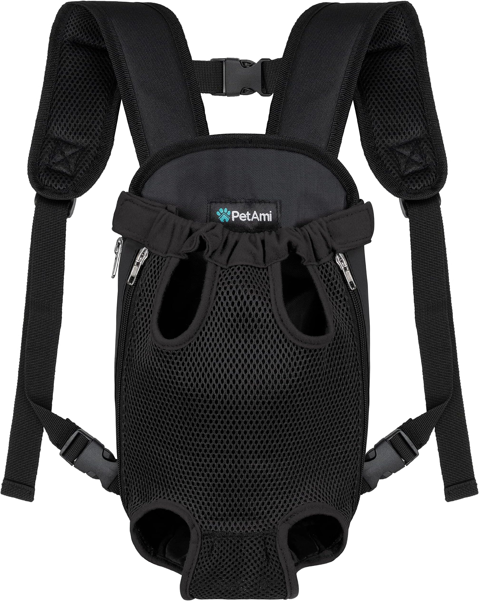 Dog Carrier Backpack, Adjustable Dog Pet Cat Front Carrier Backpack | Ventilated Dog Chest Carrier for Hiking Camping Travel, Sling Bag for Small Medium Dog Cat Puppies, Medium, 9-13 lbs, Black