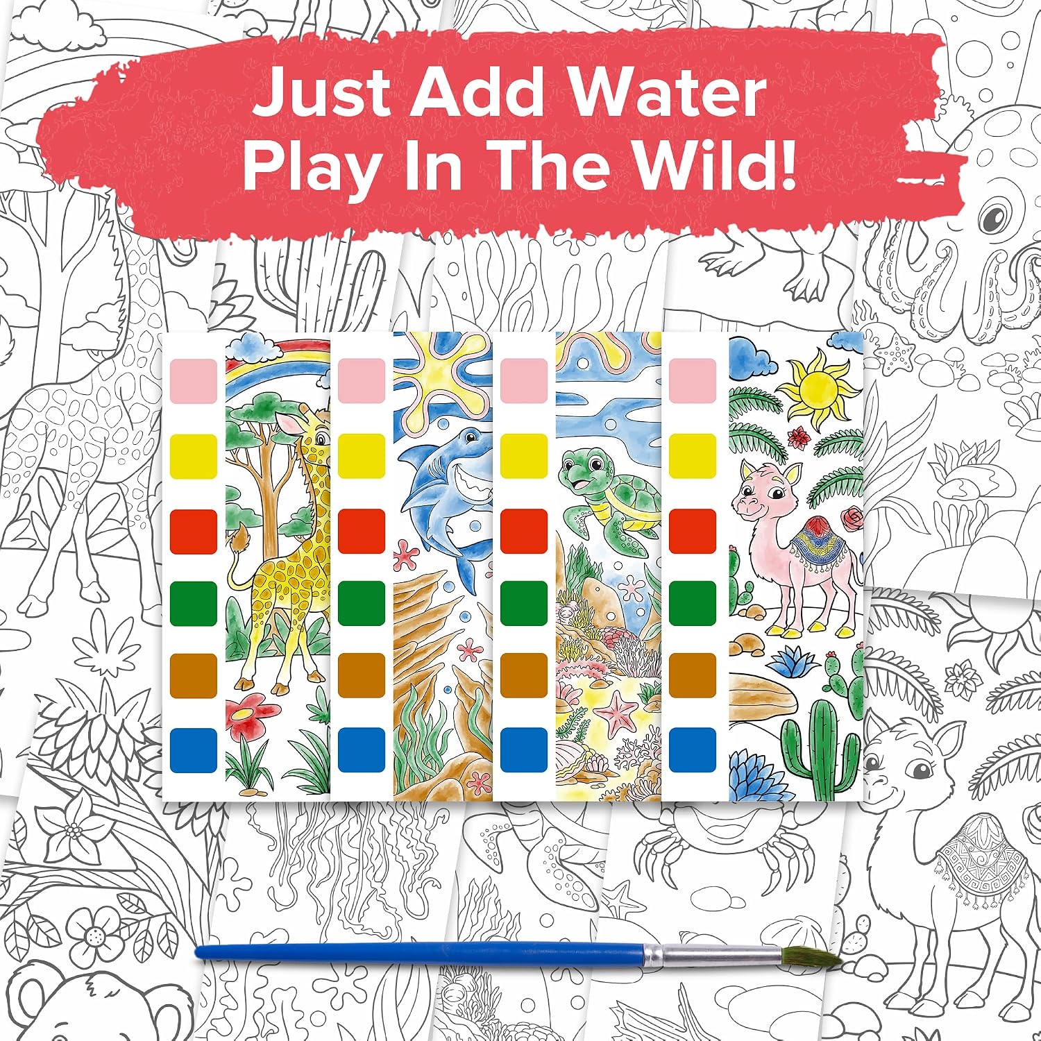 Paint with Water Books for Kids - Land & Sea Animal Editions - Prizes for 3 & Up Years Old - Birthday Bulk Party Favors - Perfect for Party Favor Bag - Prizes for Classroom - Prizes for Games (12pc)