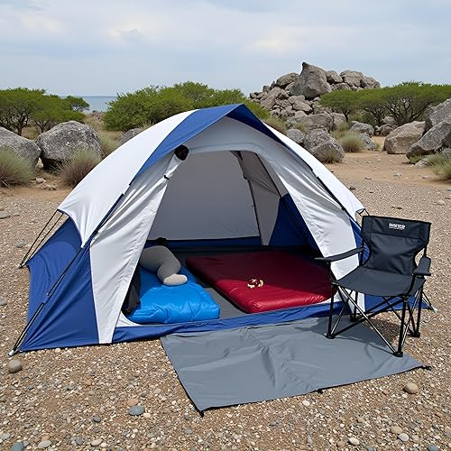 Miniatura 8 de XL Tienda de campaña con cúpula para 6 personas, doble capa impermeable, mosca de lluvia extraíble, para senderismo al aire libre, pesca (6 personas