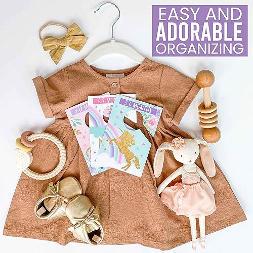 Miniatura 8 de Hadley Designs 6 divisores de tamaño de armario para bebé, armario de unicornio por mes, organizador de armario de bebé para organización de