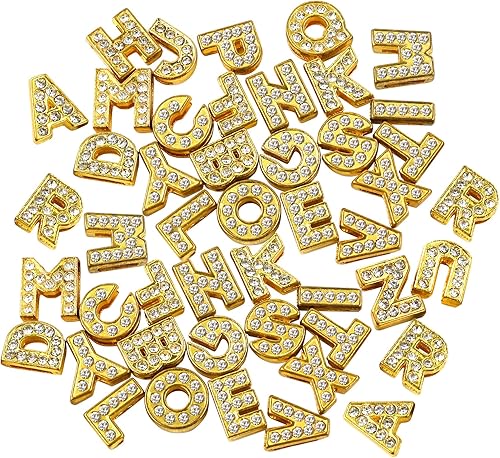 Miniatura 8 de AUEAR, A-Z - Dije completo de diamantes de imitación de 0.315 pulgadas (0.315 in) con letras del alfabeto de cristal, dije de letras de aleación