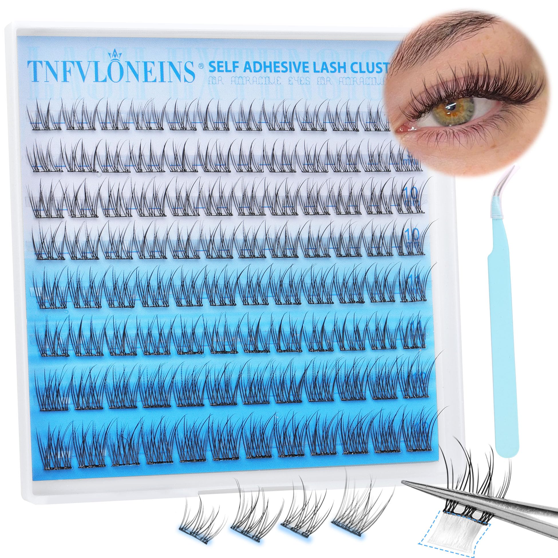 Self Adhesive Eyelashes Reusable Self Adhesive Lash Clusters Wispy No Glue Needed Eyelash Clusters Waterproof Self Adhesive Lashes Cluster Natural Individual Lashes by TNFVLONEINS