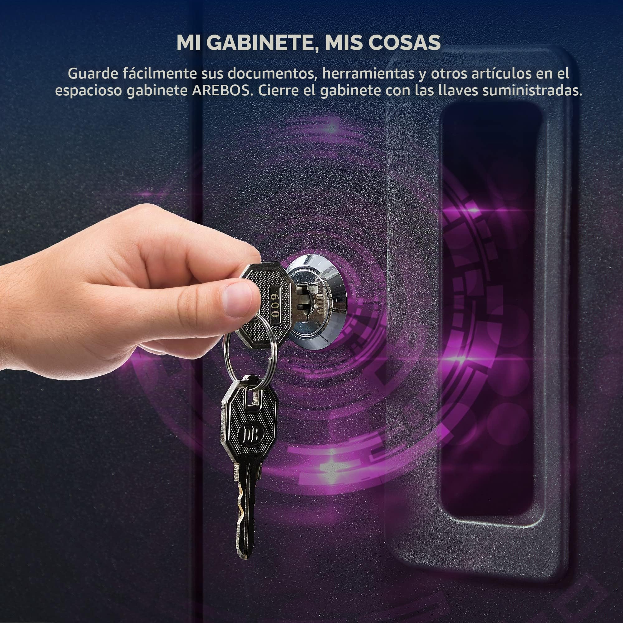 Arebos Armario de Oficina y Almacenamiento | 4 Estantes de Altura Ajustable | 90x90x40 cm | Negro