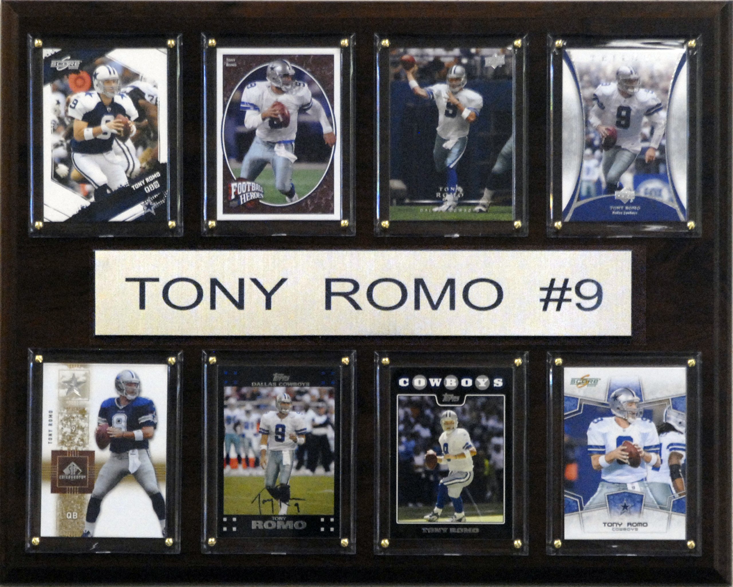 NFL Tony Romo Dallas Cowboys 8 Card Plaque