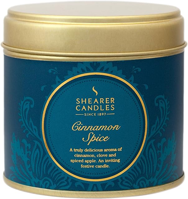 Shearer Candles Cinnamon Spice Large Scented Gold Tin Candle-Teal