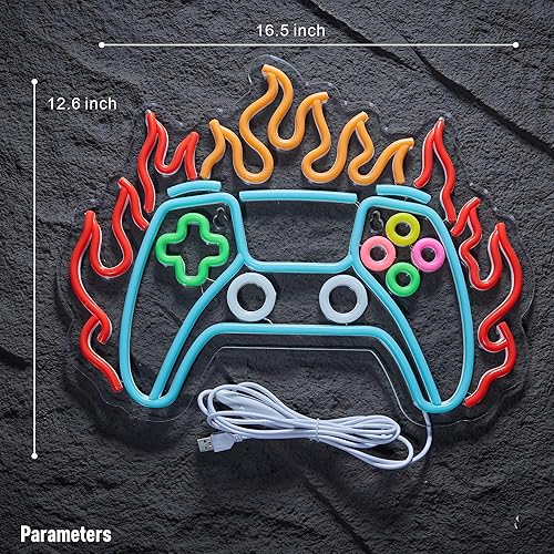 Miniatura 5 de Letrero de neón para jugador, letrero LED con mando de videojuegos, luz LED para decoración de habitación de jugadores, letreros de neón para