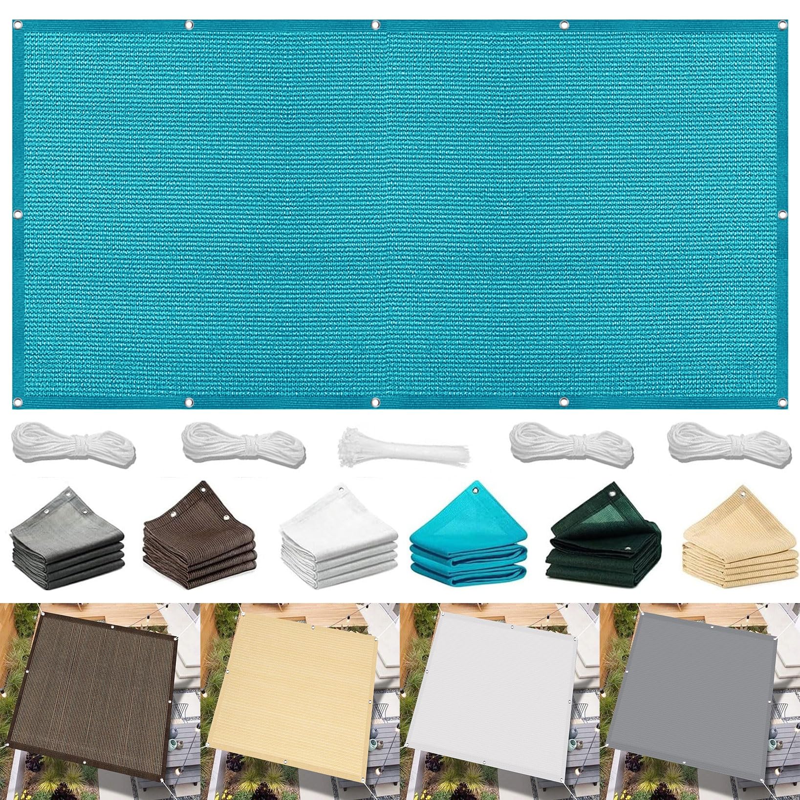 Voile d'ombrage HDPE anti-UV 98% pour pergola et grande terrasse