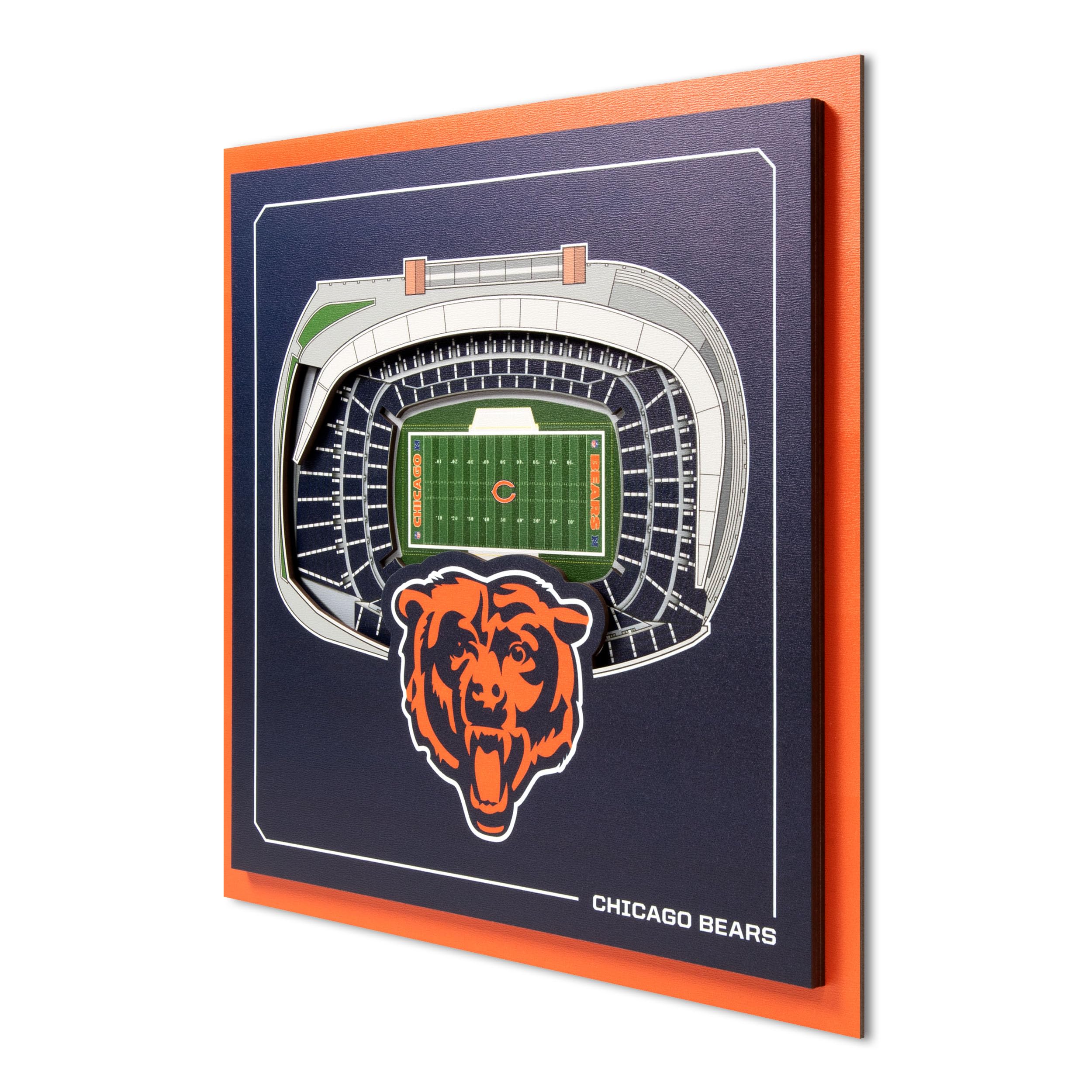 YouTheFan Officially-licensed NFL Chicago Bears Stadium Series 3D Wall Art - multi-layer team stadium replica, detailed sports fan gift, indoor decor