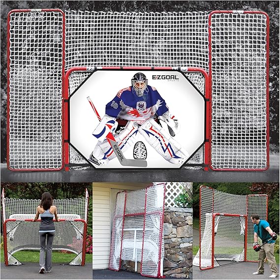 EZGoal 4' x 6' Hockey Folding Steel 2" Goal with 10' x 6