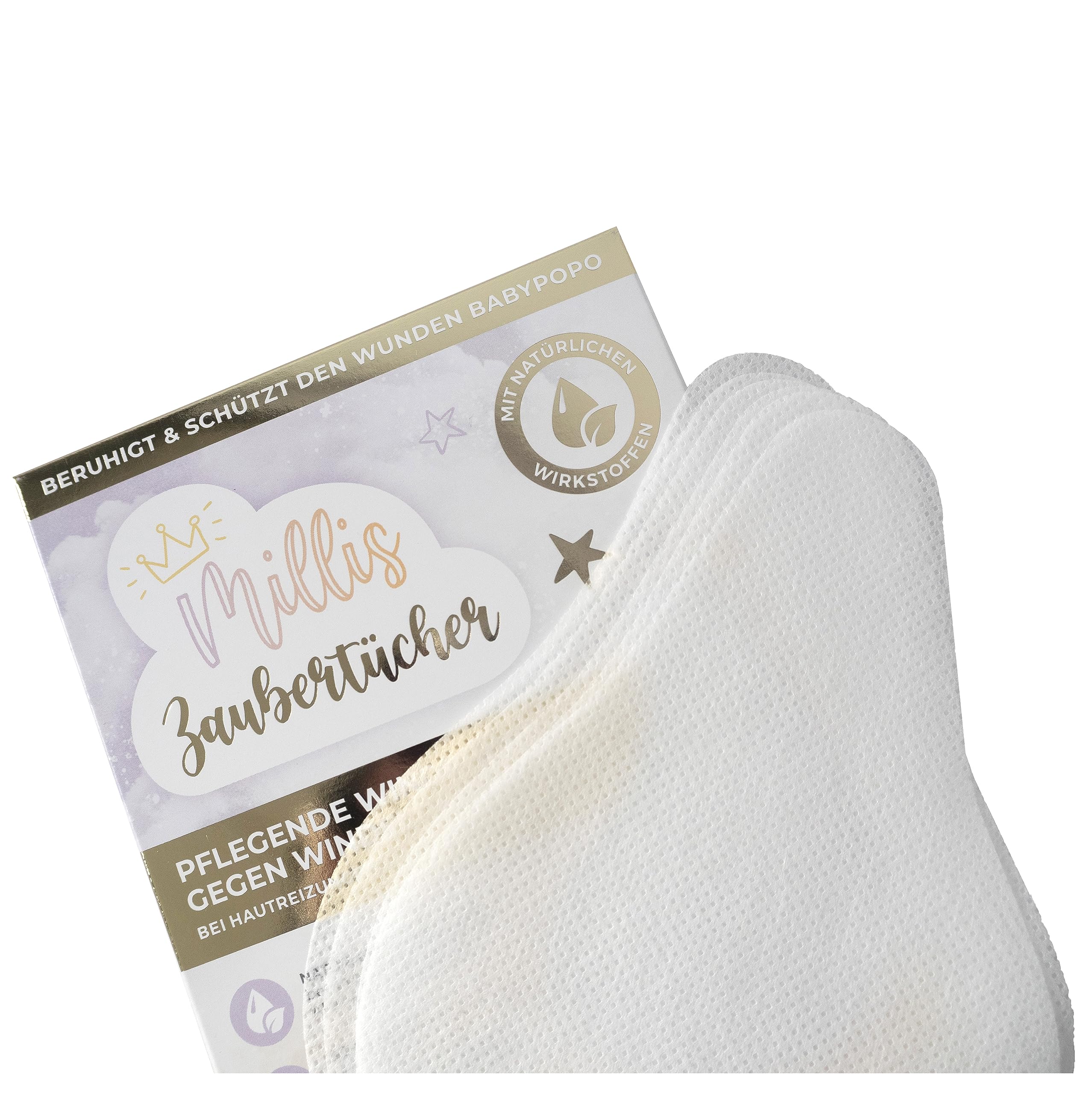 Millis Zaubertücher Pack of 25 Nourishing Nappy Liners Made in Germany for Sore and Sensitive Baby Skin in the Nappy Area 100% Free from Harmful Substances