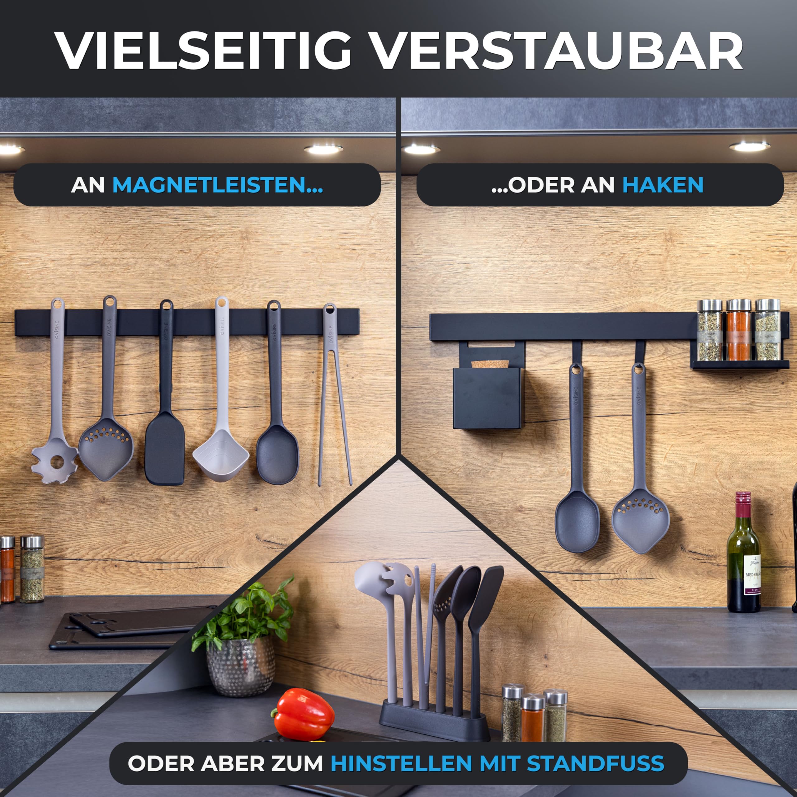 Sénart Küchenhelfer-Set | 6-teilig mit Ständer | hitzebeständig | Küchenutensilien Set | Küchen Zubehör | Kochbesteck | kochbesteck set | Kochgeschirr | spülmaschinenfest