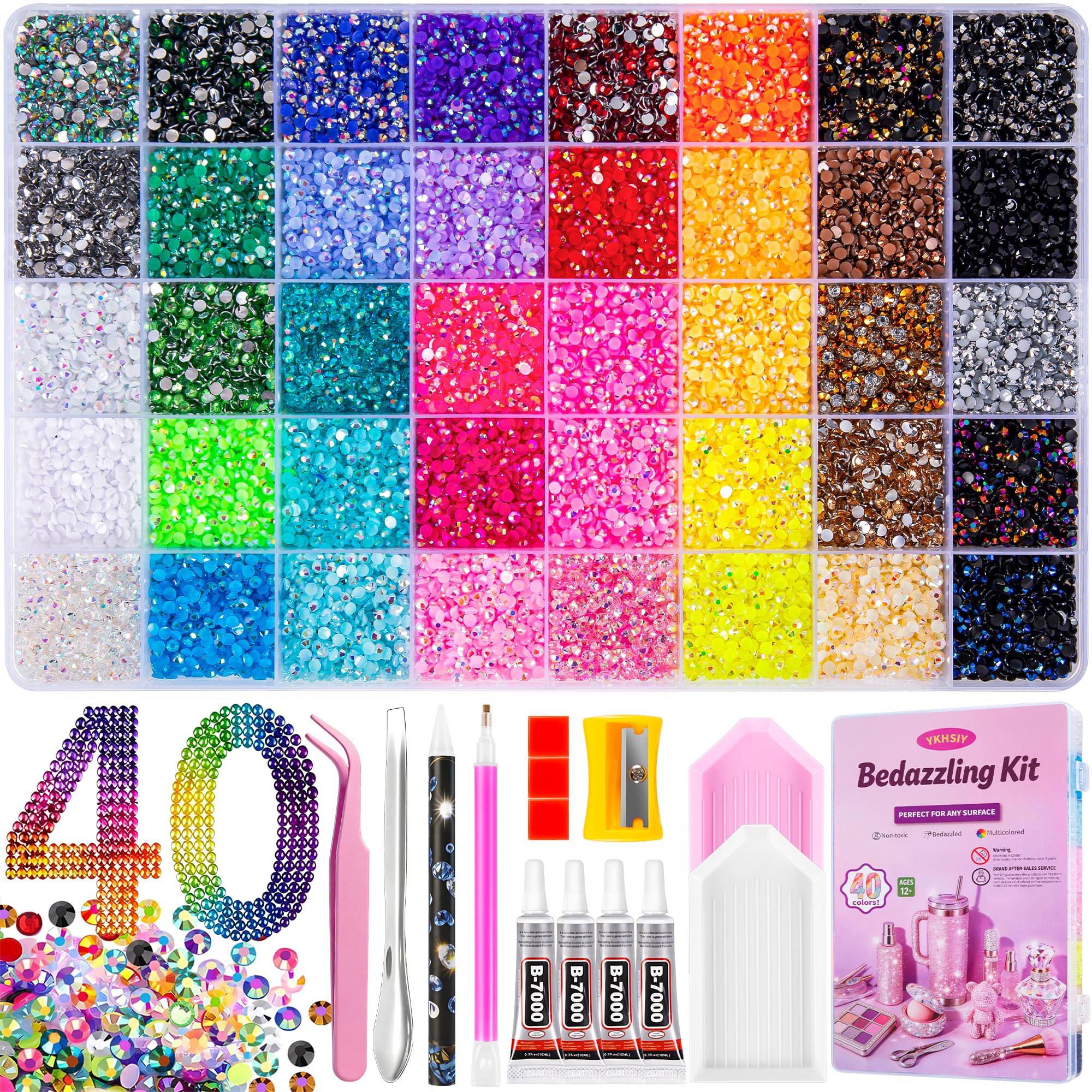 Bedazzling Kit 40000Pcs 40 Colors 3mm Resin Jelly Rhinestones - Diamond Art Jelly Multicolored - 40 Color Ultra Large Packs | 3mm Beads