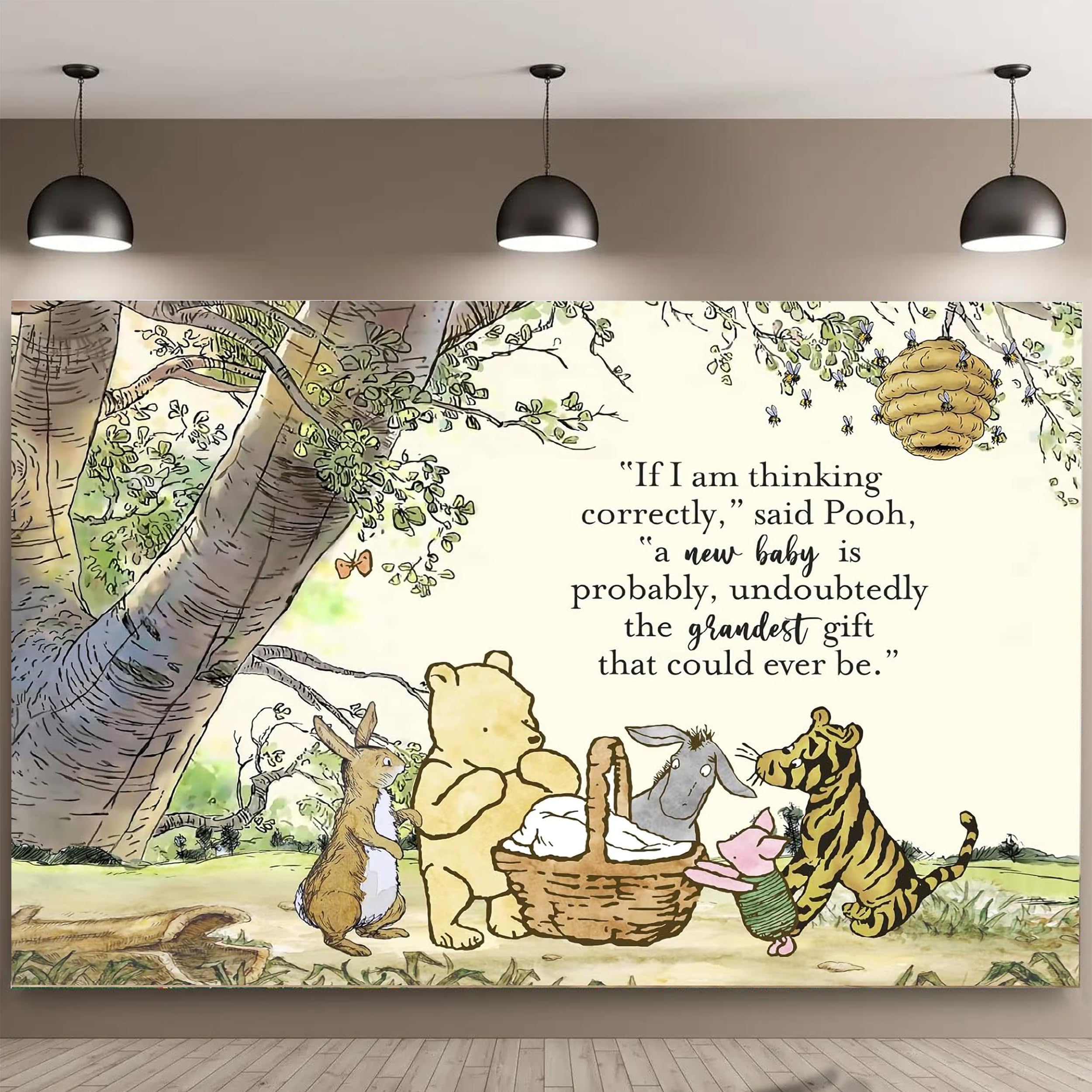 5x3 Ft Cute Winnie Bear Quotes Backdrop – Vintage Bear Photography Banner for Baby Shower, Newborn & Birthday Party Supplies