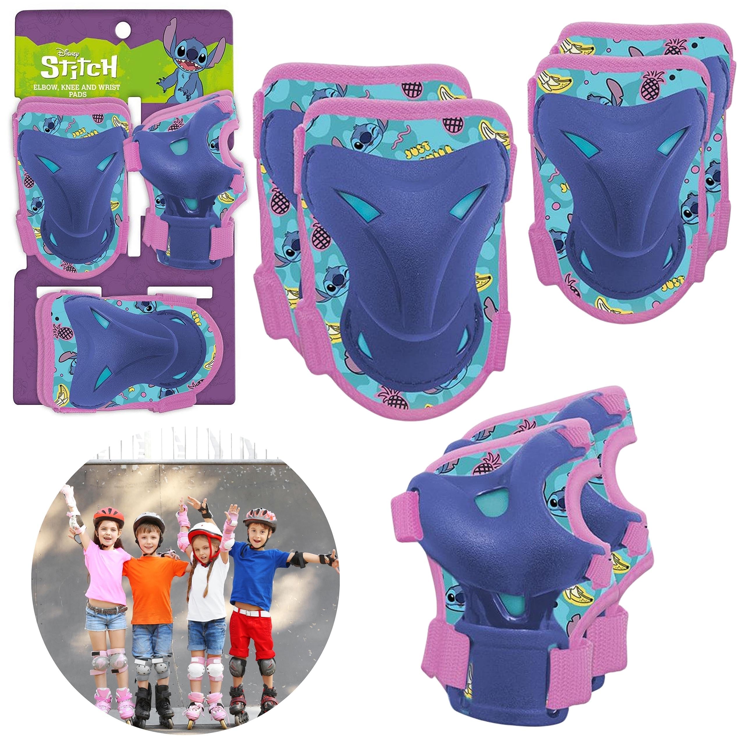 sarcia.eu DISNEY Stitch PROTEZIONI per bambini per biciclette, monopattini - SET ginocchia, gomiti, polsi (C)