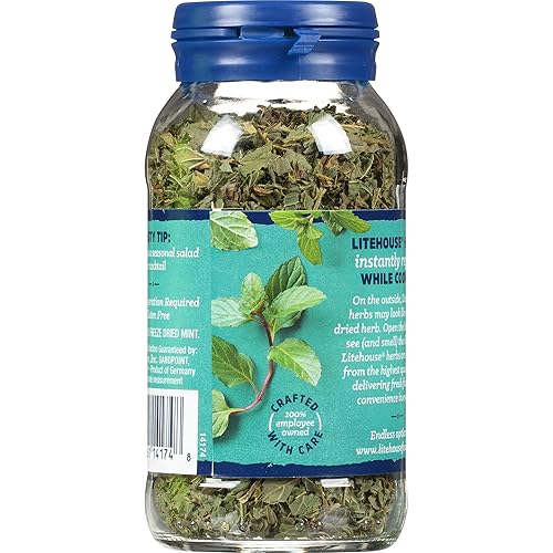 Miniatura 4 de Litehouse Menta liofilizada  Sustituto de menta fresca, tarro igual a 4 racimos de menta fresca, orgánico, condimento de menta, sin OMG, sin gluten,