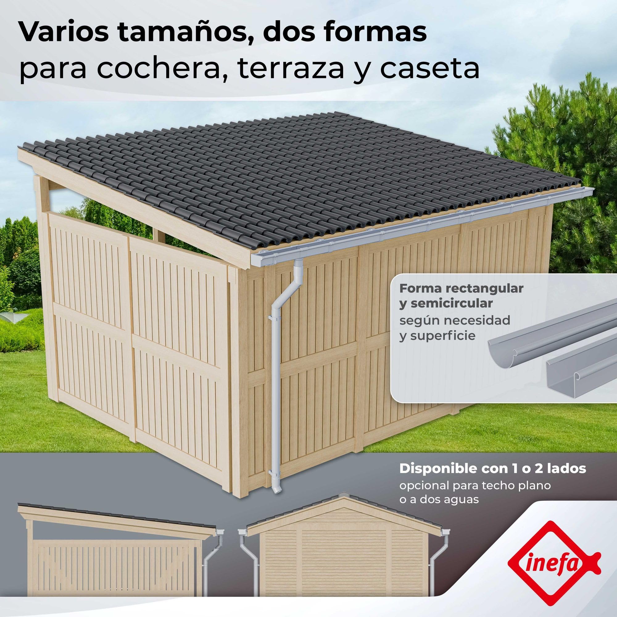 INEFA zestaw rynny PVC DN83 83 mm prostokątna 3 m szary