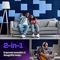 Vista 2 de Paneles insonorizantes de alta densidad para pared, forma cuadrada, paquete de 12 unidades de 12" x 12" x 0.4", color azul mezclilla