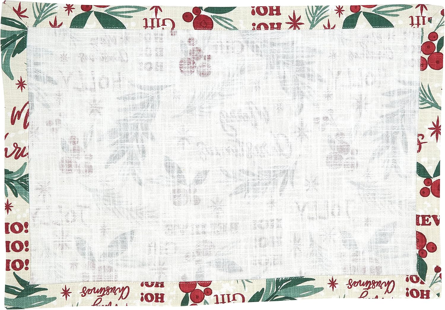 SARO LIFESTYLE Jolly Collection Holly Christmas Design Placemats (Set of 4), 14"x20", Multi