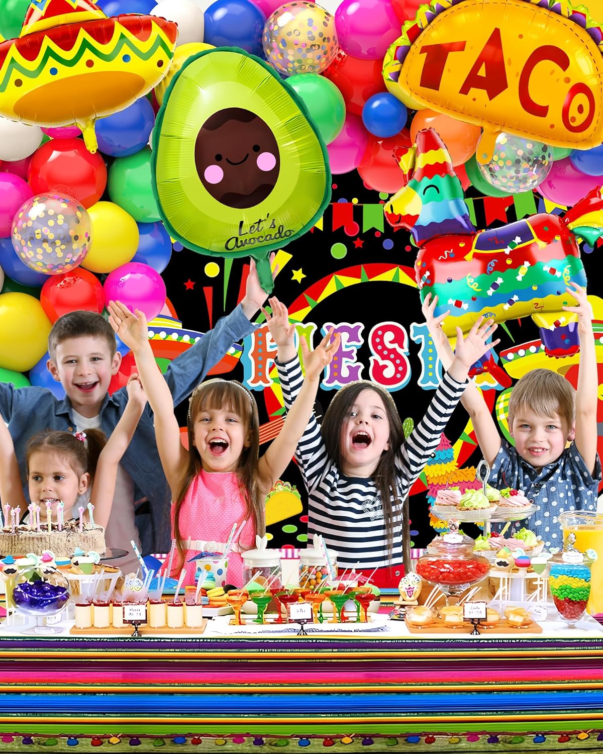 100pcs Mexican Party Decorations Fiesta Balloon Cinco De Mayo Party Decorations, 5 De Mayo Fiesta Backdrop Balloon Arch Garland Kit Tablecloth Decor Taco Carnival Fiesta Party Supplies