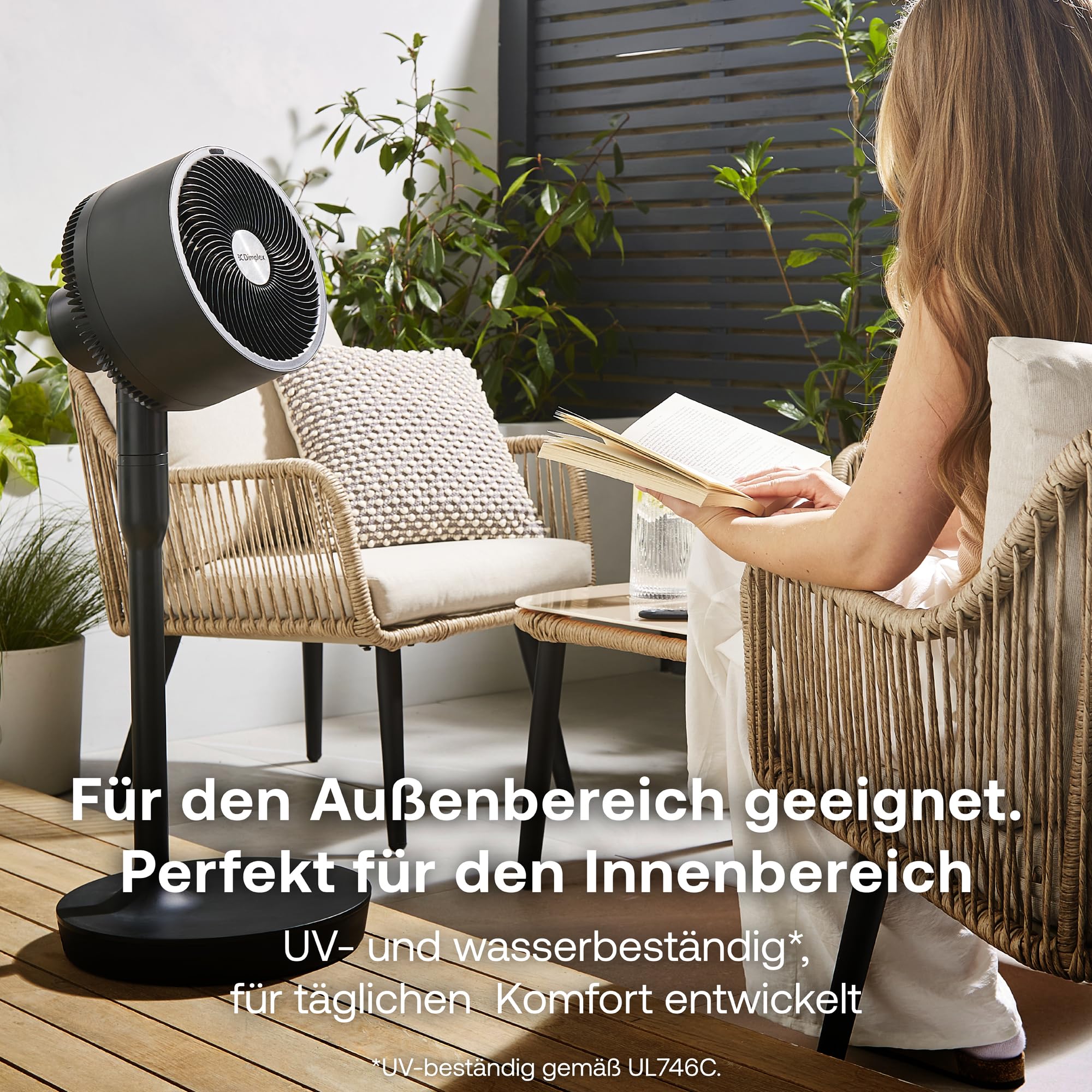 Dimplex DUOCOOL Smart 2-in-1 Akkuventilator Kabellos, Stand- & Tischventilator, 45 Std. Akku, 5 Geschwindigkeiten+Turbo, 20m Reichweite, Leiser Ventilator(36dB), App, Google Home & Alexa, Fernbedienung