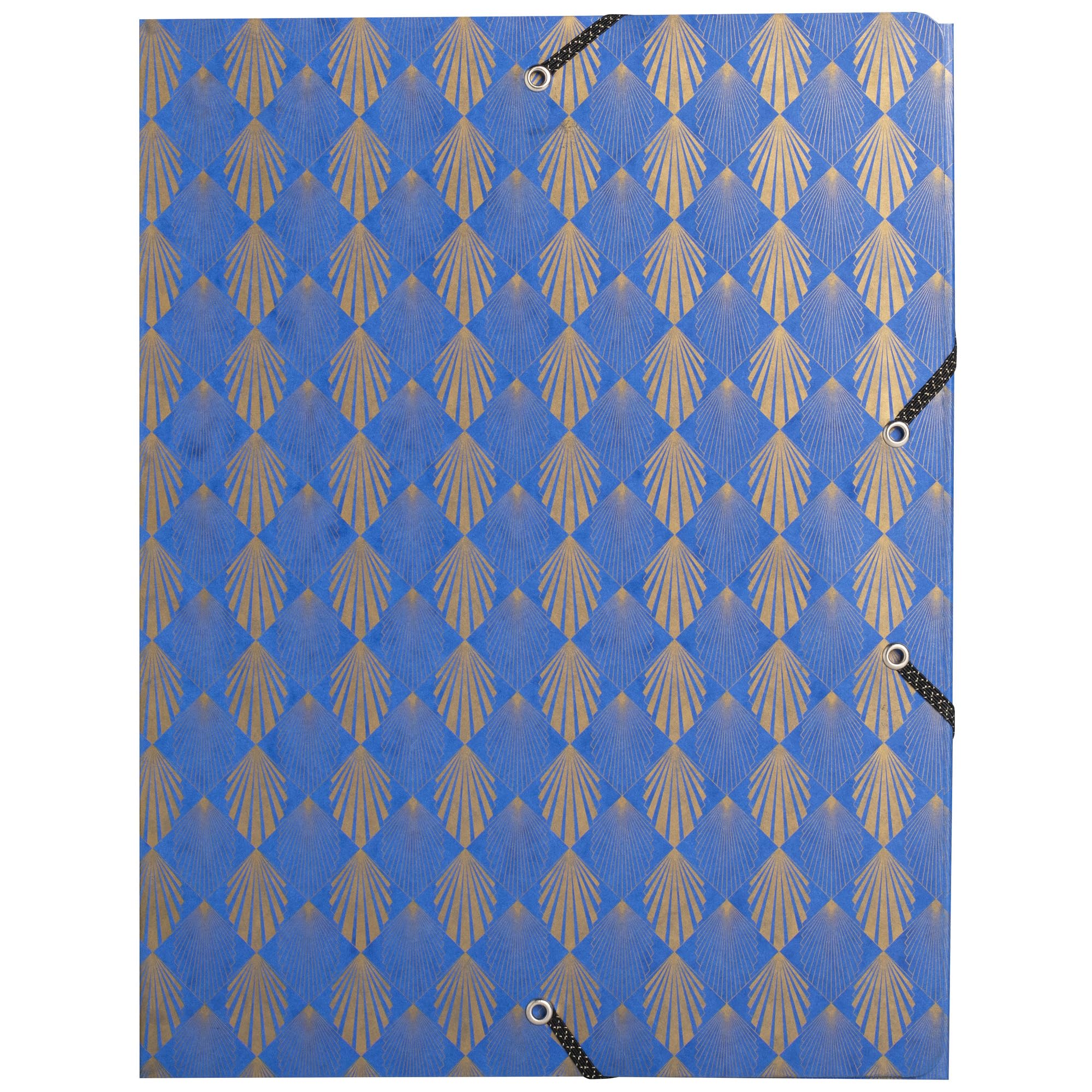 Exacompta - Réf. 59350E - Carton de 8 boîtes de classement Néo Déco avec élastiques noirs et dorés - en carte lustrée 600g/m2 - dos 2,5 cm - dimensions 25 x 33 cm - pour format A4 - couleurs assorties