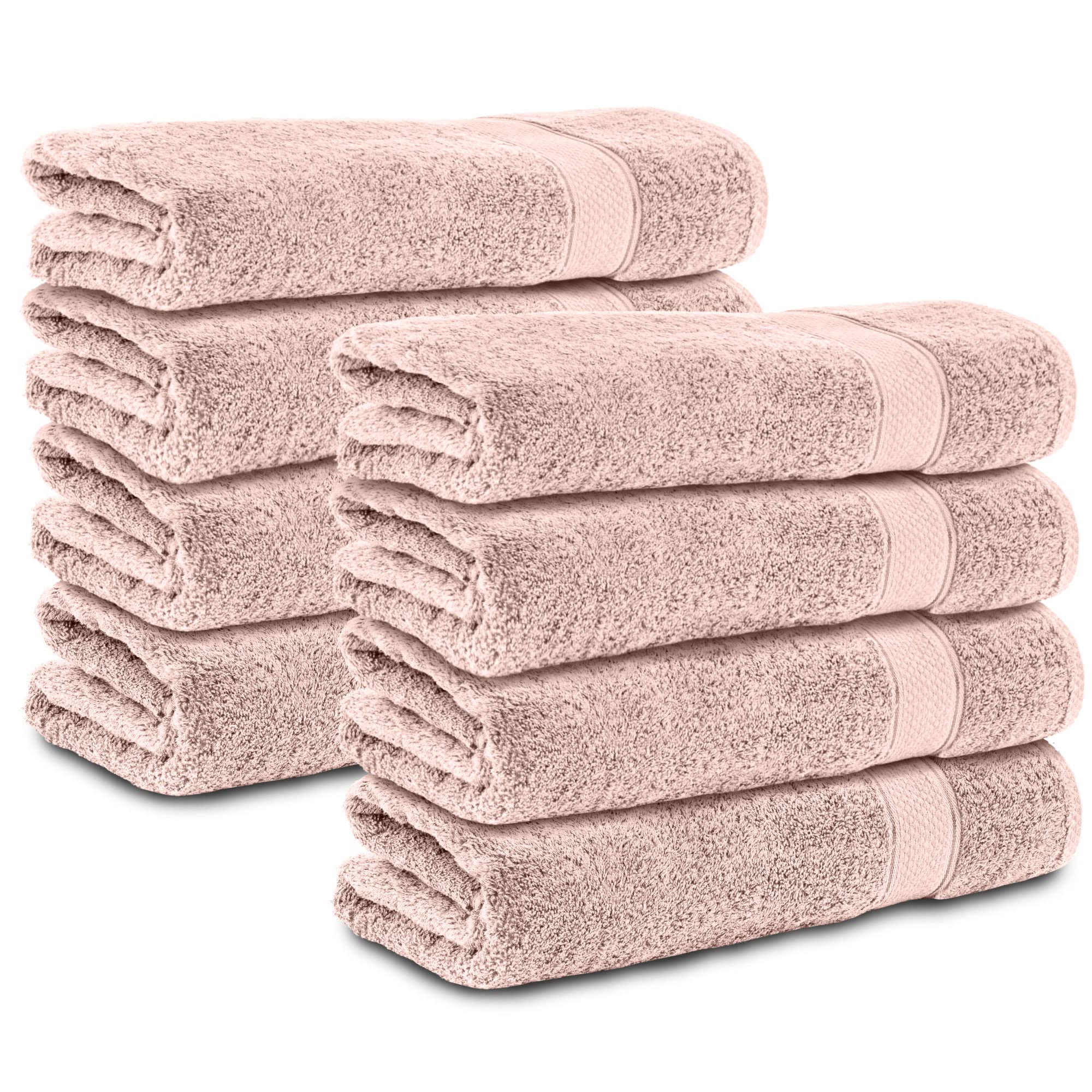 Komfortec Zestaw 8 ręczników ze 100% bawełny, 8 ręczników 50 x 100 cm zestaw, frotte, miękki, różowy