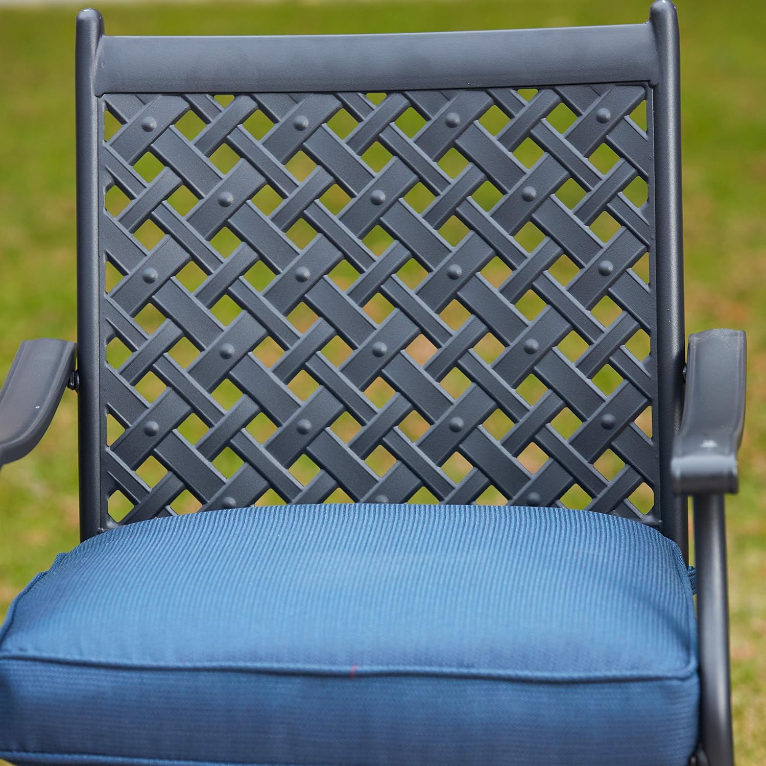4 Pieces Patio Dining Chairs Stackable Wrought Iron Metal Patio Dining Chair Outdoor Dining Chairs Set with Steel Frame and Oxford Cushion
