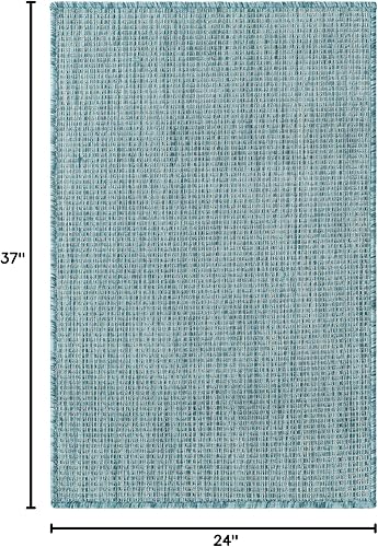 Miniatura 2 de Unique Loom Collection - Alfombra casual de transición sólida jaspeada para interiores y exteriores (2 pies x 3 pies 1 pulgada, rectangular,