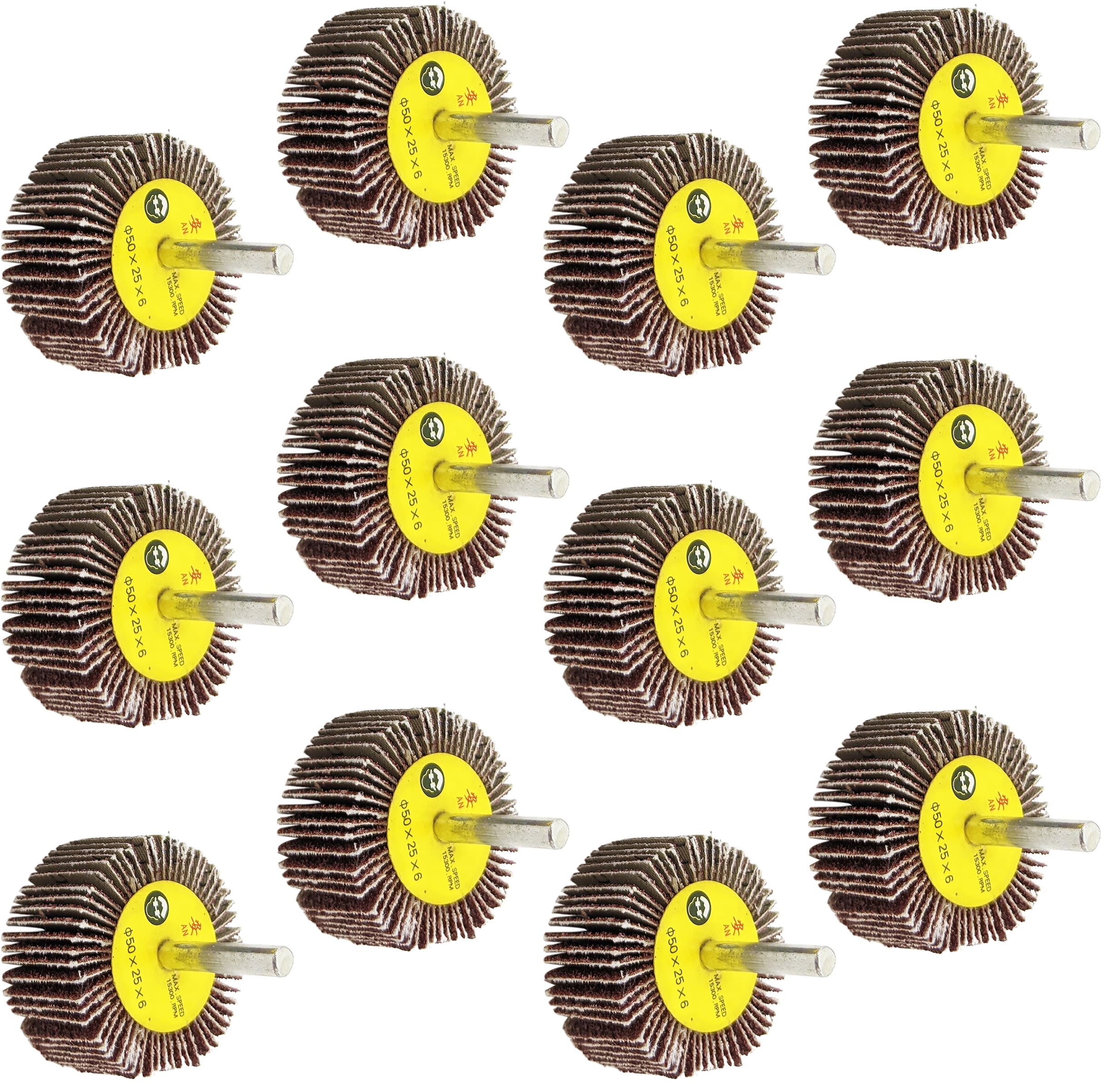 12 Pack ¼ Shank 80 Grit Flap Wheels, Aluminum Oxide Sandpaper - 2