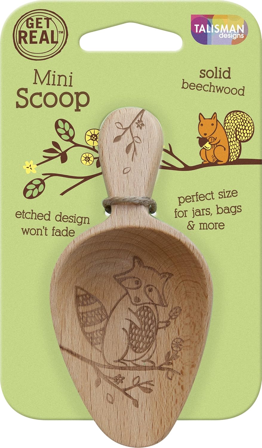 Talisman Designs Laser Etched Beechwood Mini Scoop | Woodland Design | Measuring Spoon | Cute & Functional Kitchen Tool | Small Wooden Scoop Spoon | Use for Coffee, Sugar & Grains - Thumbnail 4