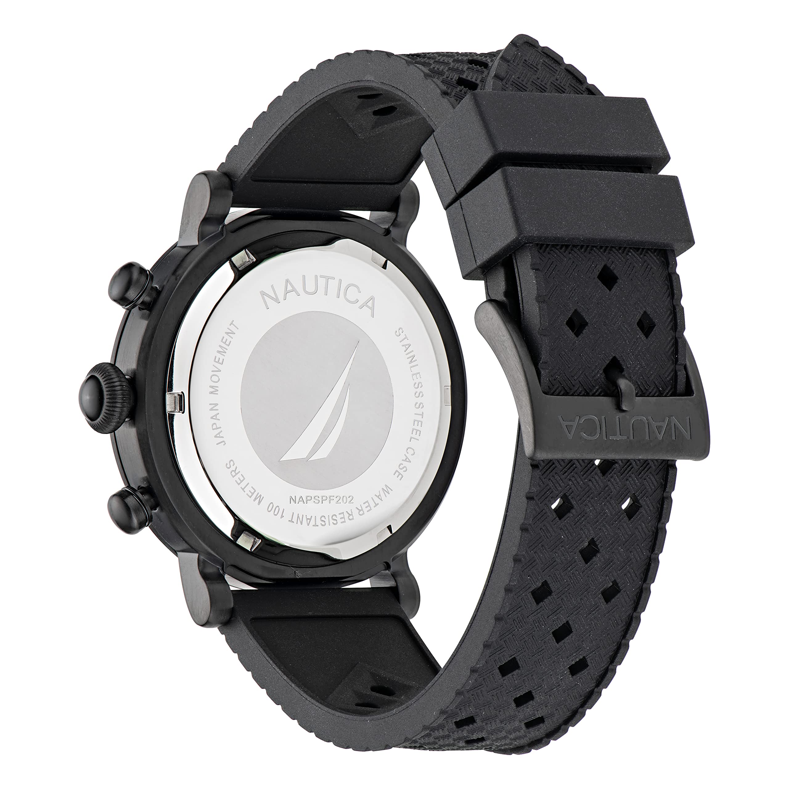 nautica Spettacolare Reissue Reloj con Correa de Silicona Negra para Hombre (Modelo: NAPSPF202), Negro, Moderno