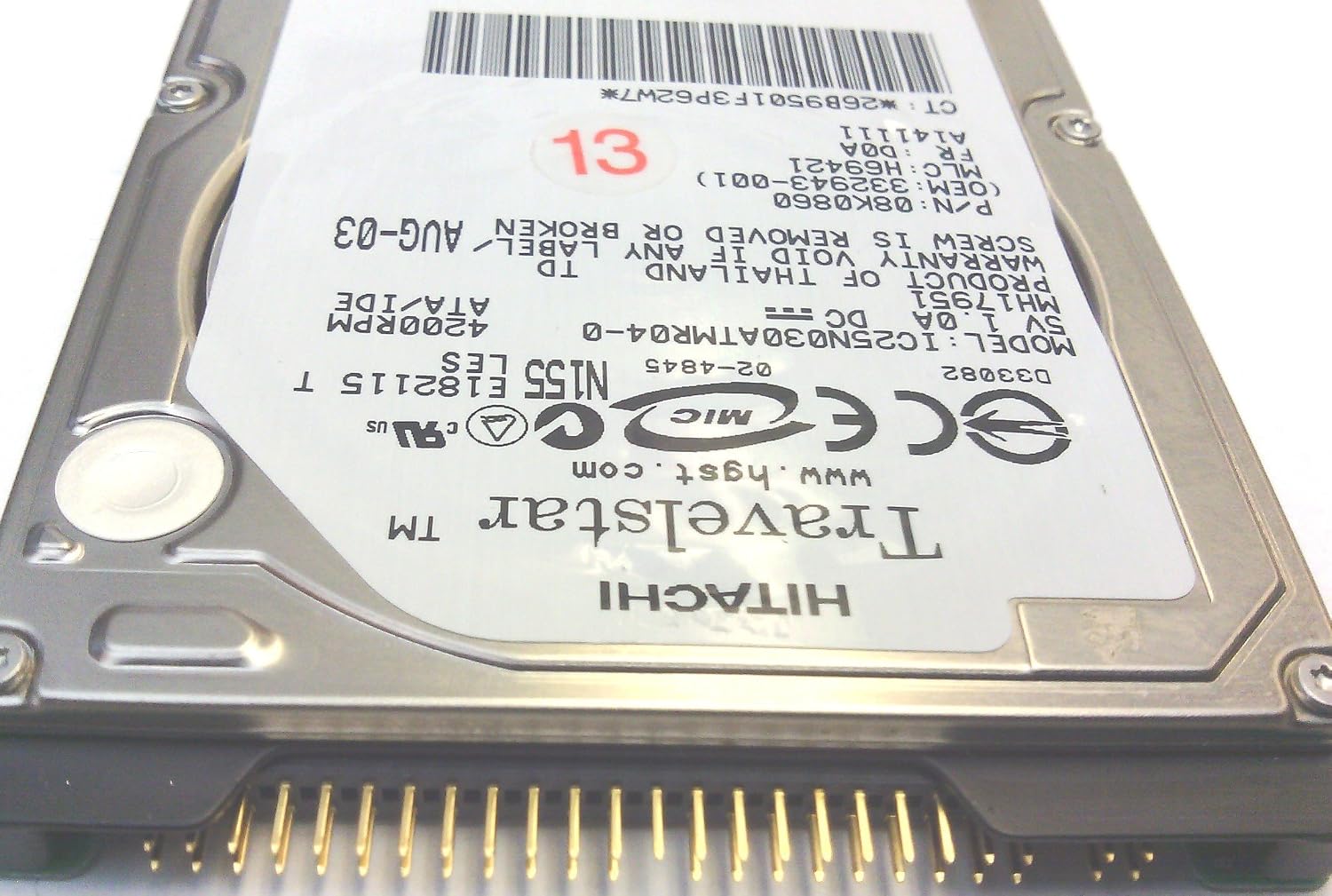 Hitachi IBM Travelstar IC25N030ATMR04-0 30GB IDE 80GN 4200RPM 2MB ATA-5 9.5mm -0