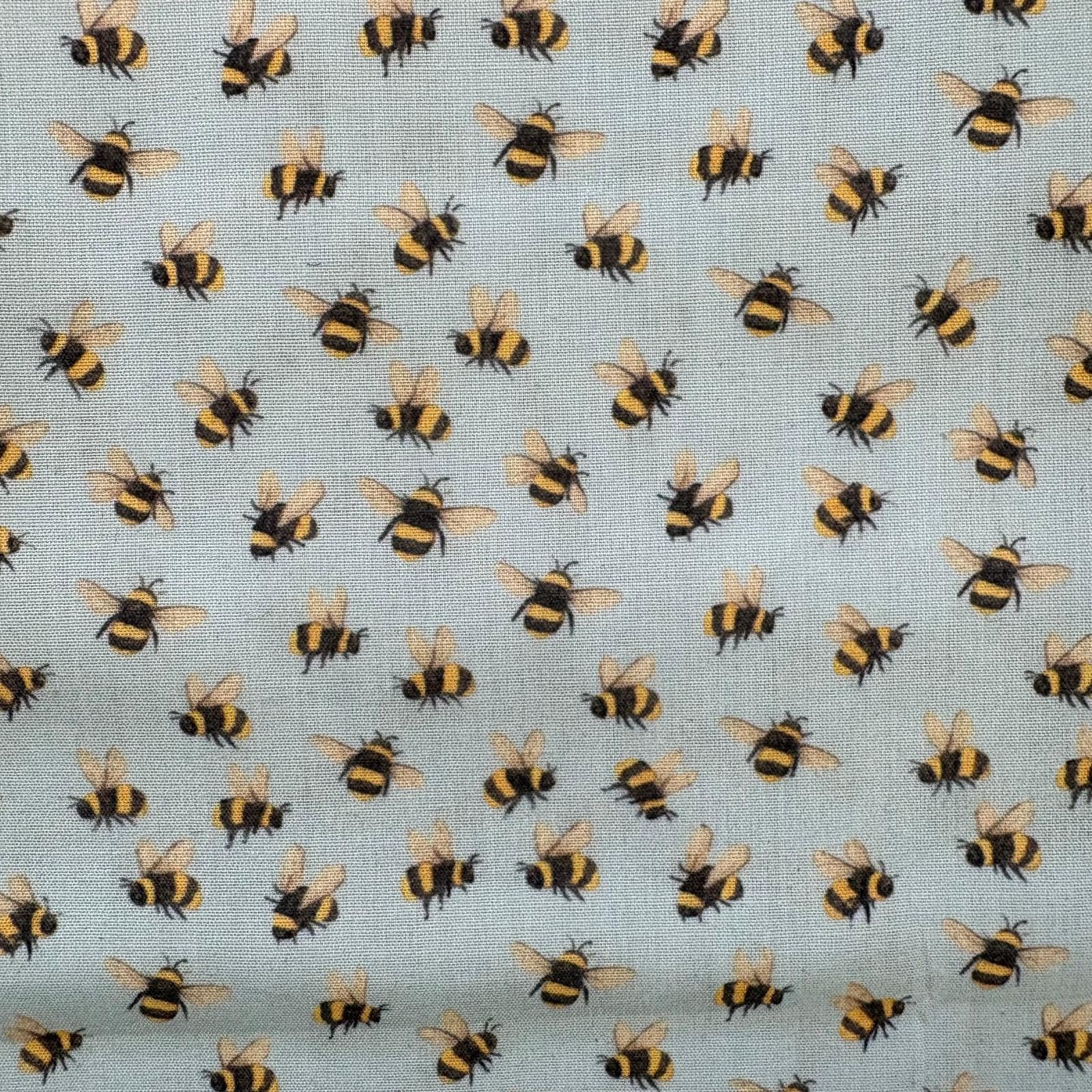 Kayes Textiles Blue Small Bumble Bee Polycotton Fabric, 112Cm Wide, Sold By Metre (Blue)