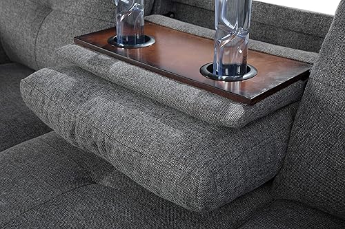 Miniatura 3 de Evedy Muebles de sala de estar, juego seccional de 3 piezas con 2 portavasos, diván en forma de L y otomana de almacenamiento, sofás y sofás para