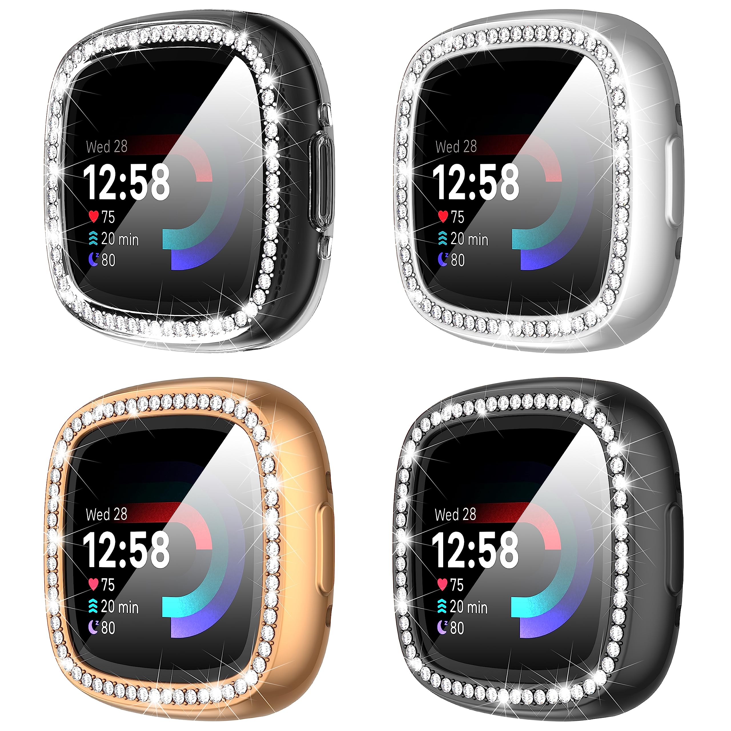 Suoman [4 Pack] for Fitbit Sense 2/Versa 4 Screen Protector Case